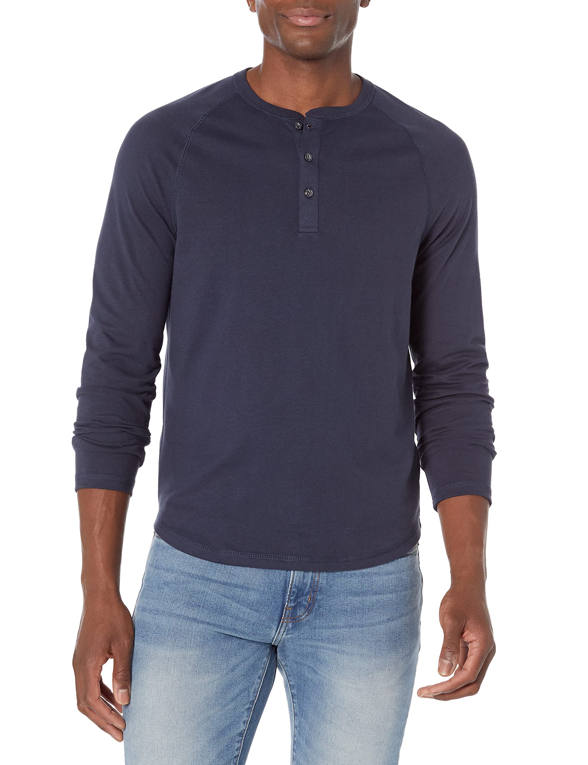 Photo 1 of Amazon Essentials Men's Slim-Fit Long-Sleeve Henley Shirt, Navy, X-Large