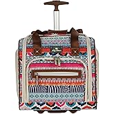 Lily Bloom Designer 15 Inch Carry On - Weekender Overnight Business Travel Luggage - Lightweight 2-Rolling Wheels Suitcase - Under Seat Rolling Bag for Women (One Size, Tribal Stripe)
