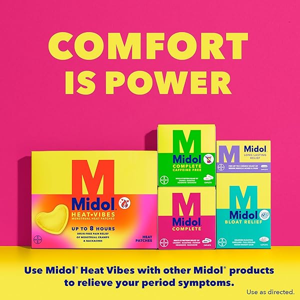 MIDOL HEAT VIBES MENSTRUAL PAIN RELIEF HEAT PATCHES – 6 COUNT PACK FOR PERIOD CRAMPS AND BACKACHE
