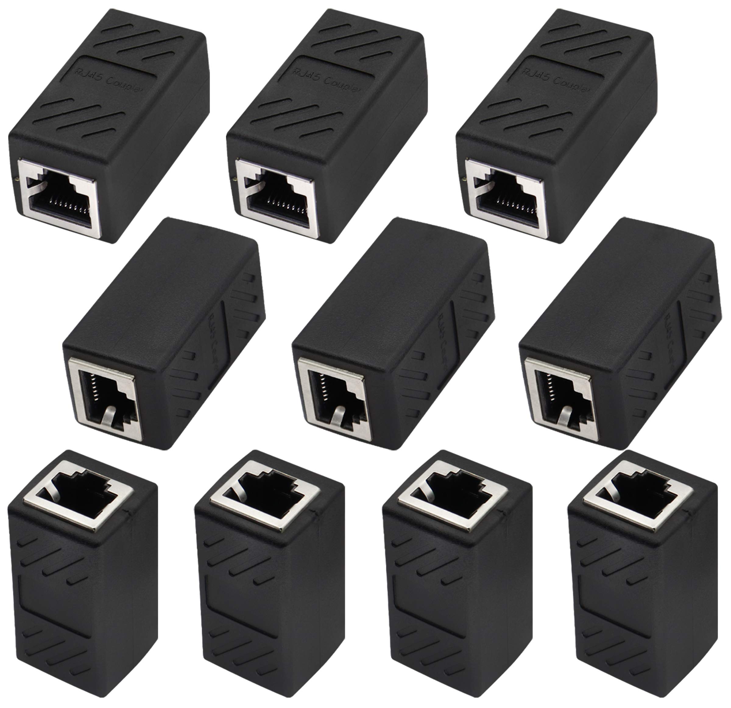 AAOTOKK RJ45 Cat6 Adapter Ethernet Cable Extender Cat6 Female to Female inLine Network Cable Coupler Cat6 Cat5 Cat5e Ethernet Coupler Adapter (Black-10 Pack)