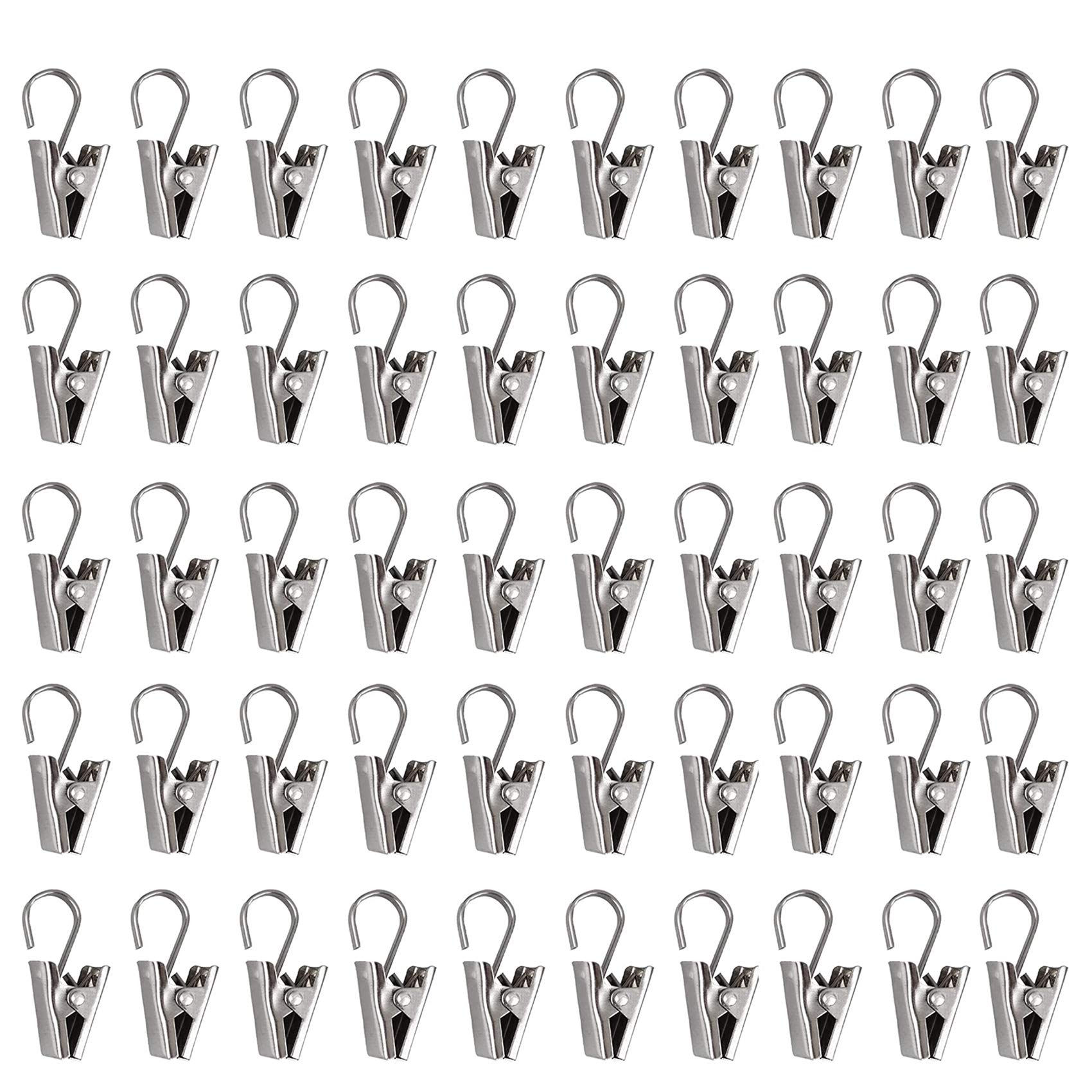 Yitaocity 50Pcs Stainless Sliver Metal Sprung Curtain Alligator Clips Hook Clip Clamps Pegs