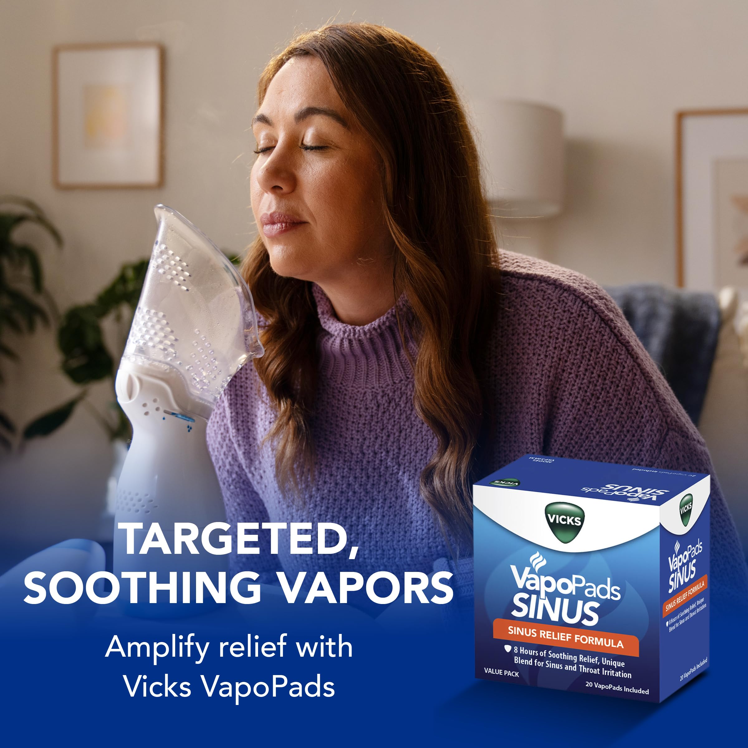 Vicks VapoPads Sinus Relief Formula - Vapor Pads Refill for Vicks Humidifiers and Steam Inhalers, Scent Pads for Sinus Congestion and Throat Irritation, 20-Pack, Box Color May Vary