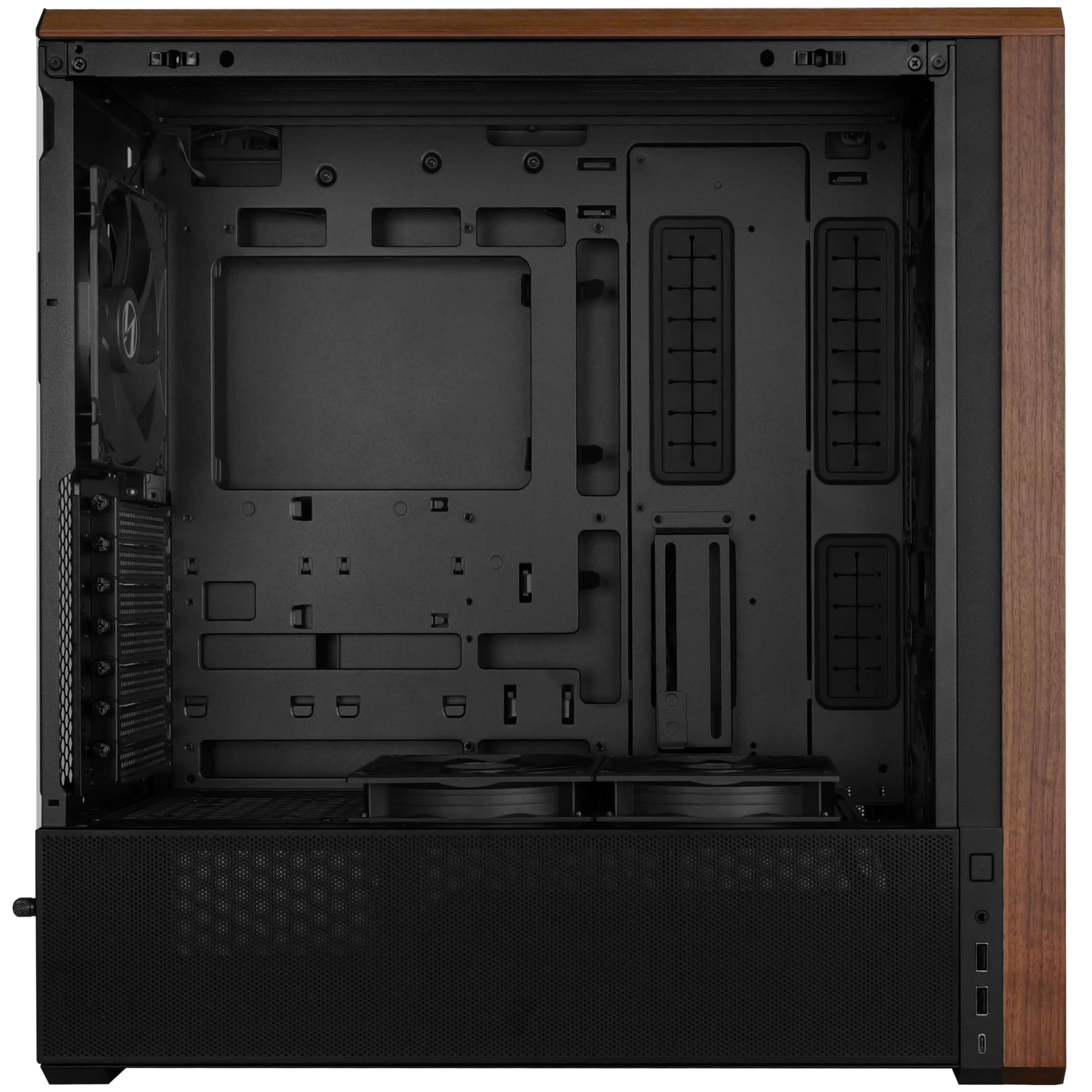 Lian Li Lancool 217 PC-Gehäuse Schwarz | ATX Midi-Tower, Tempered Glass, 5 Lüfter, Walnussholz, Mesh-Front, Back-Connect-kompatibel 5
