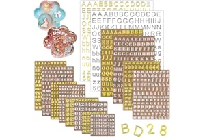 Lot de 14 feuilles d'autocollants en résine Kalolary argentés et dorés en forme de chiffres - Mini autocollants décoratifs en