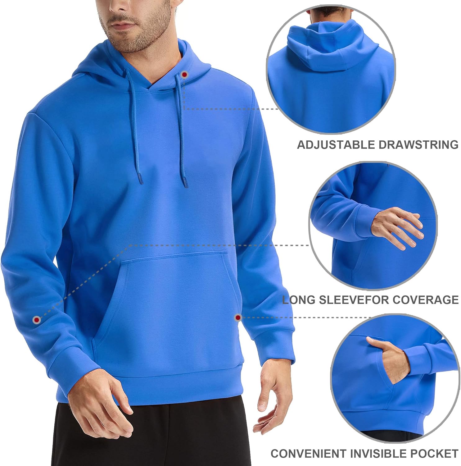 CASEI Solid Hoodies for Men Athletic Pullover Hoodie Lightweight Sweatshirt with Pockets at  Men’s Clothing store