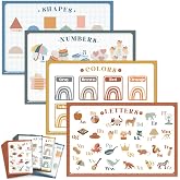 Babebay Disposable Stick-On Placemats for Baby, 40 Pack,4 Designs | Sticky Baby Table Mats, Cleaner Eating Surface, 4 Learning Designs, for Babies &amp; Toddlers, Restaurants &amp; Travel