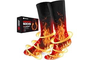 TOMUM Rechargeable Heated Socks Men Women - Washable Battery Operated Foot Warmer for Ski Hunting - Electric Winter Heating Socks for Work Boot Toe Sleep Bed Indoor Outdoor Sports Walking Research
