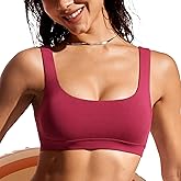 CRZ YOGA Womens Scoop Neck Bikini Tops Wide Straps U Back Bathing Suit Swimsuit Push Up Padded Sports Bra