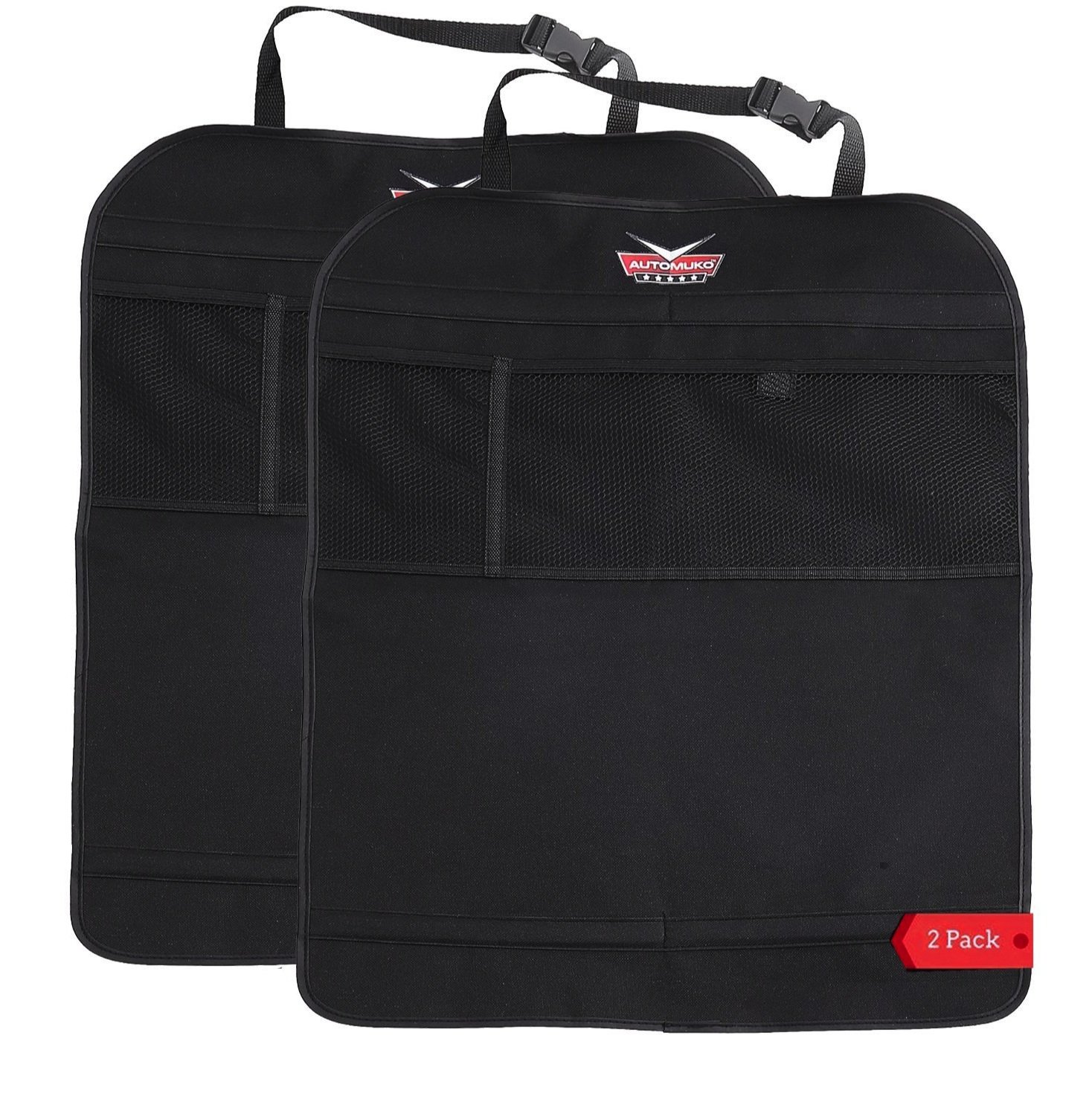 Photo 1 of AutoMuko Kick Mats With Organizer - Premium Thick Waterproof Quality Seat Back Protectors - Extra Long Size with Adjustable Straps - Car Seat Back Protectors (2 Pack) 1 Year Limited Warranty