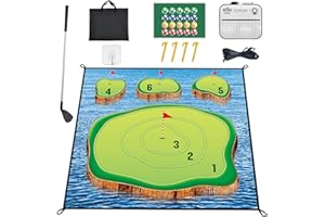 Losbenco Golf Chipping Game Mat, Casual Golf Game Set with 20 Golf Balls, Over 6 FT Golf Hitting Game Mat, Mini Golf Practice Mat for Adults Kids Family Outdoor Indoor Backyard Play