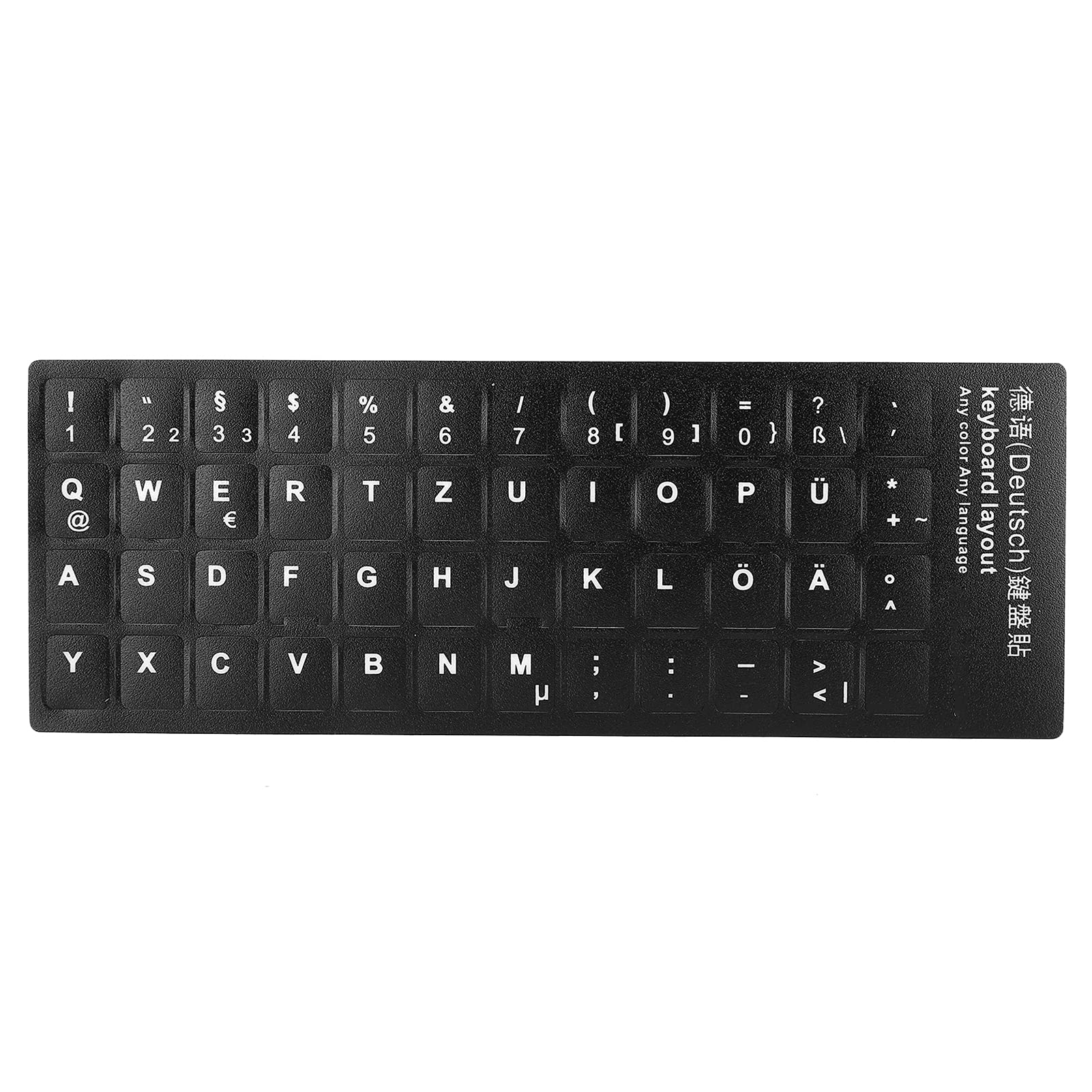 Universal German Keyboard Stickers, German English Keyboard Replacement Sticker, with Black Background and White Lettering, for 10-inch to 17-inch Laptop PC Computer