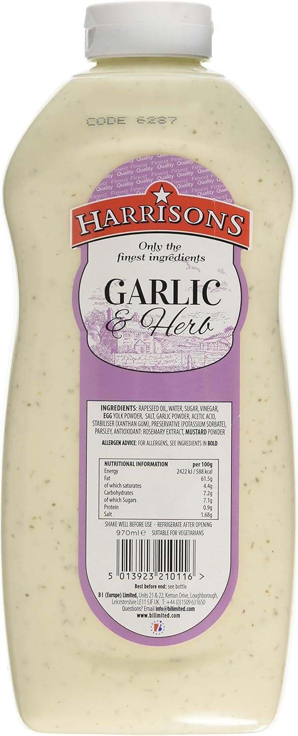 Harrisons Garlic and Herb Sauce 970 ml (Pack of 4) Amazon.co.uk Grocery