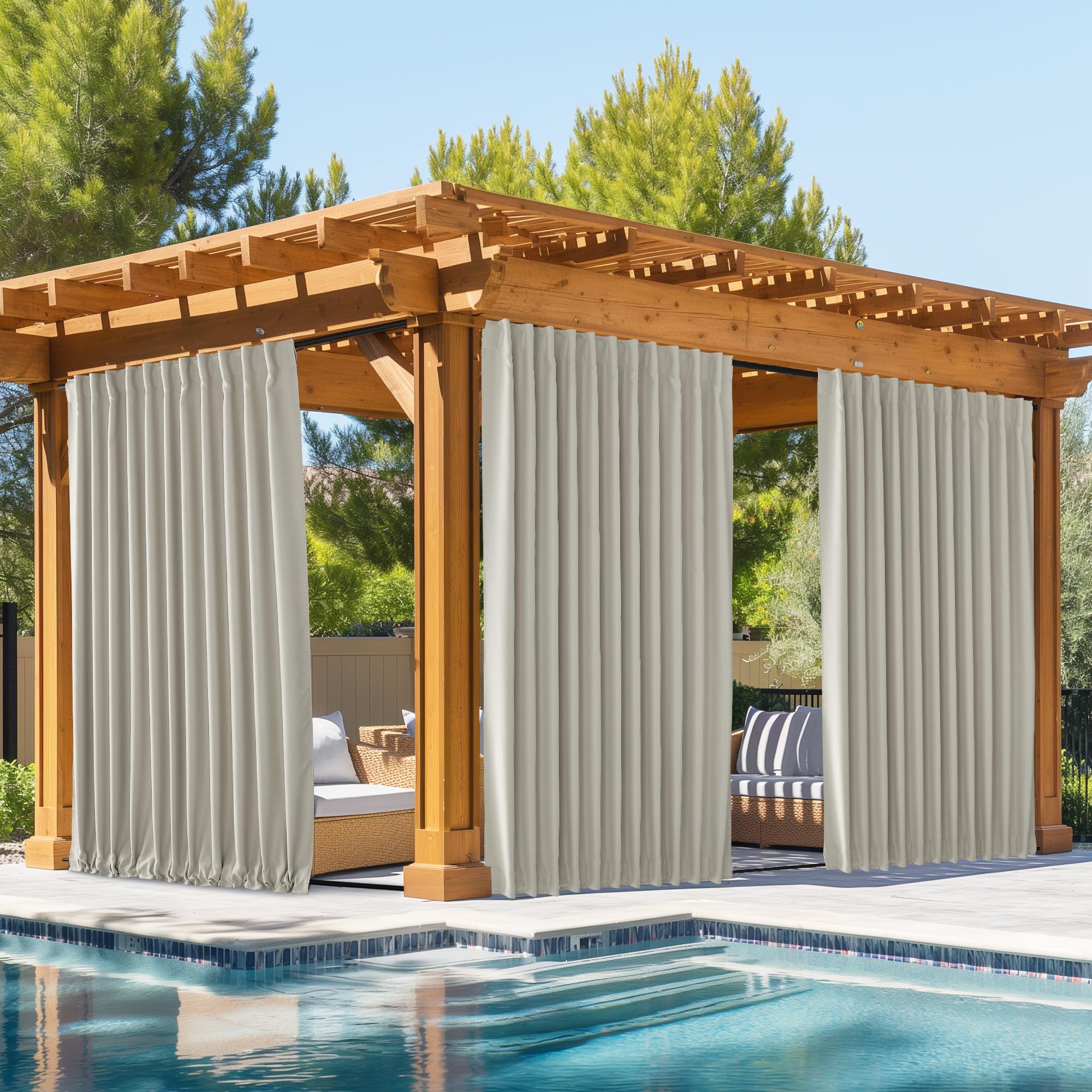 Photo 1 of ***MISSING PARTS***
NICETOWN 2 Panels Outdoor Curtains Waterproof Pocket & Back Tab on Top & Bottom, Thermal Insulated Windproof Sun Blocking Outside Privacy Drapes for Patio with Fixed Rope, W84 x L95, Natural