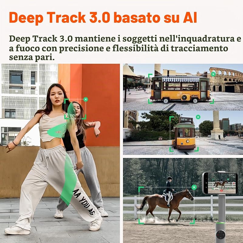 Flow Pro - Stabilizzatore per smartphone con IA, supporto Apple DockKit, Tracciamento Panoramico Infinito 360º, Stabilizzazione a 3 assi, Treppiede + Selfie Stick integrati, Tracciamento IA