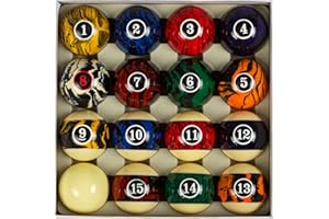 Collapsar Deluxe 2-1/4" Billiard Pool Balls Marble-Swirl Style Billiards Ball Complete 16 Ball Set (Several Style Available)