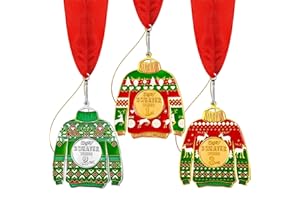 Karenhi 3 Pcs Christmas Ugly Sweater Medal Award Contest Medals Christmas Tree Ornament for Ugly Sweater Contest Party (1st, 2nd, 3rd Style)