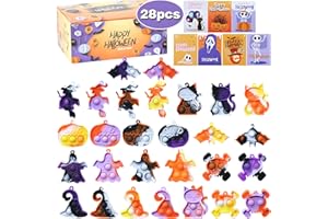 JOYCUB 28 PCS Halloween Mini Pop Fidget Toys , Halloween Party Favors for Kids , Bubbles Pop Fidgets Googie Bag Stuffers Bulk Gifts, Anxiety Stress Reliever for Kids Adults