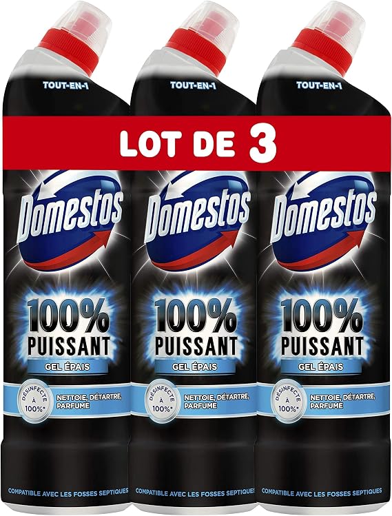 Domestos Gel Nettoyant Wc 100 Puissant 750ml Lot de 3