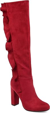 red wide calf boots