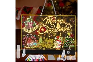GOLDGE Rechargeable LED Drawing Board for Kids, 13.8 X 10" Light up Note Board with 7 Colors, Acrylic Doodle Glow Erase Writing Pad with Stand, 12 Markers, Birthday & Christmas Gifts for Boys Girls