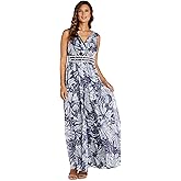 R&M Richards Women's Floral Chiffon Maxi Dress W/Rhinestone Embellished Waistband - Formal Daytime Wear