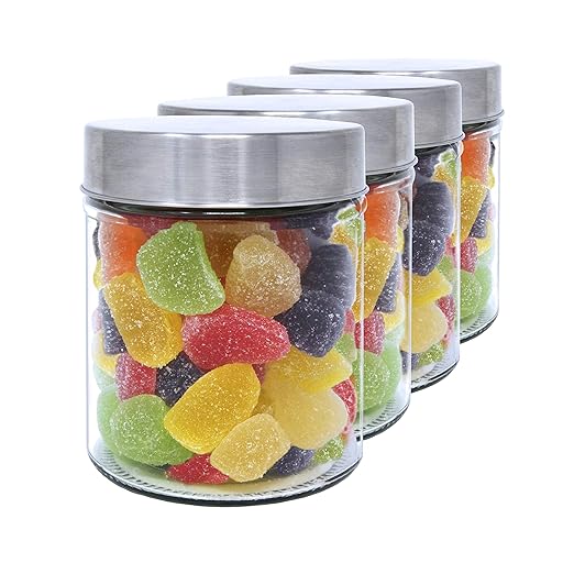 Luxury & Grace Pack 4 Botes de Cristal, 0,5 L (12x10 cm), con Tapa ...