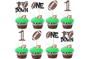 Rsstarxi 24 Pack American Football 1st Birthday Cupcake Toppers Rugby 1st Touch Down Cupcake Picks Rugby One Cake Decorations for Baby Shower First Birthday Party Decorations