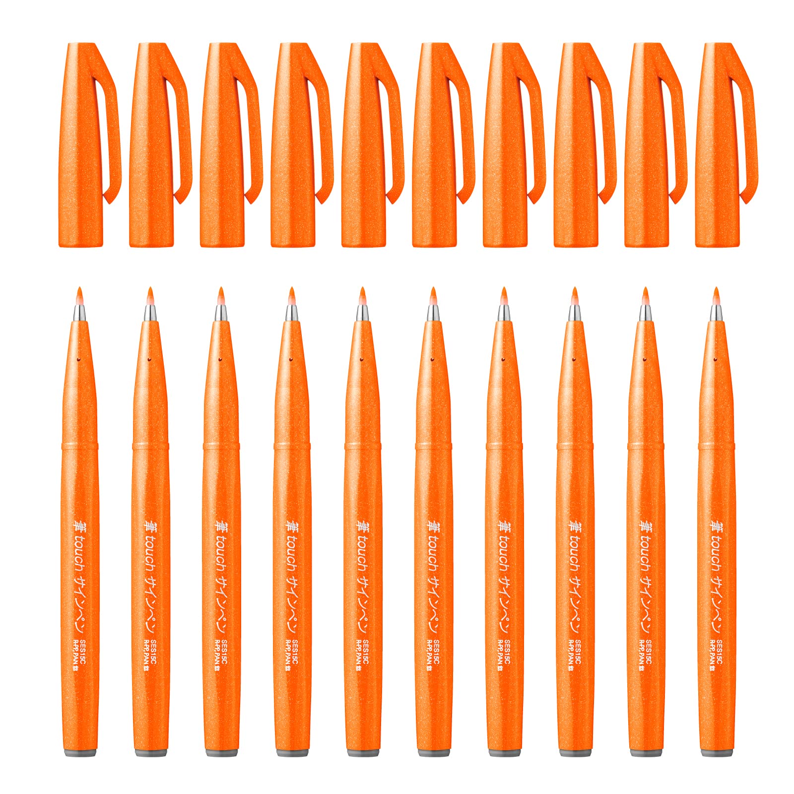 Pentel Brush Sign Pen - Orange (Pack of 10)