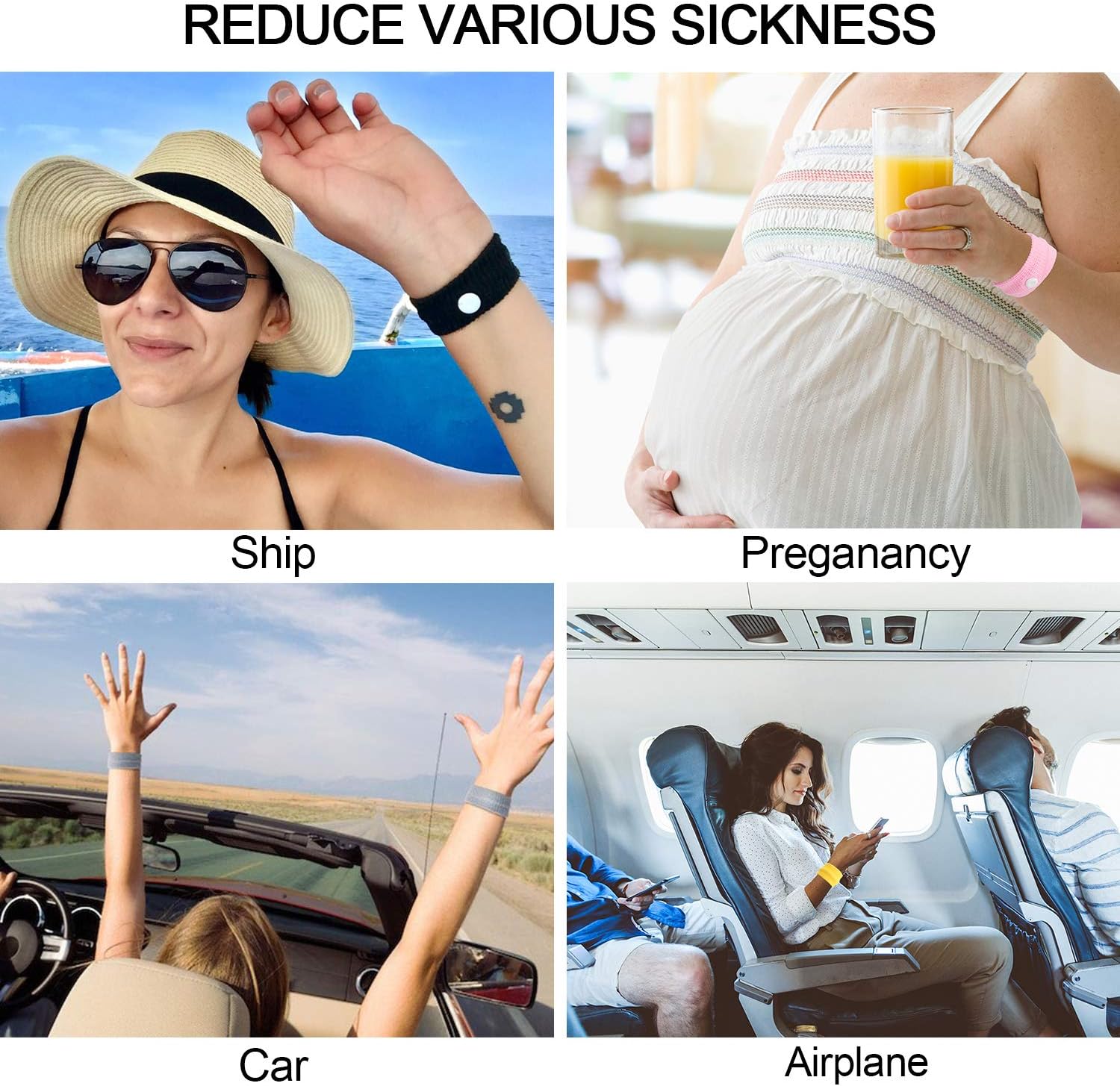 10 Pairs Motion Sickness Wristband, EAONE Morning Sickness Relief for Pregnant Women Sea Sickness Wristbands, Acupressure Wrist Bands Anti Nausea Bracelet for Car, Sea, Flying Travel Sickness: Health & Personal Care