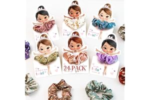 THIGREACT Valentines Day Gifts for Kids - 24 Pack Valentines Ballerina Cards with Hair Scrunchies - Valentine Gift Exchange for School Classroom Boys Girls Toddlers and Kids Party Favor Sets