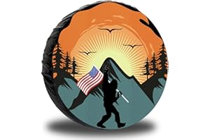 Jusen Spare Tire Cover for RV Trailer,Waterproof Leather American Flag Spare Tire Cover Protectors,Fit for Jeep Wrangler RV,SUV, Truck Travel Trailer Tires 14" 15" 16" 17"