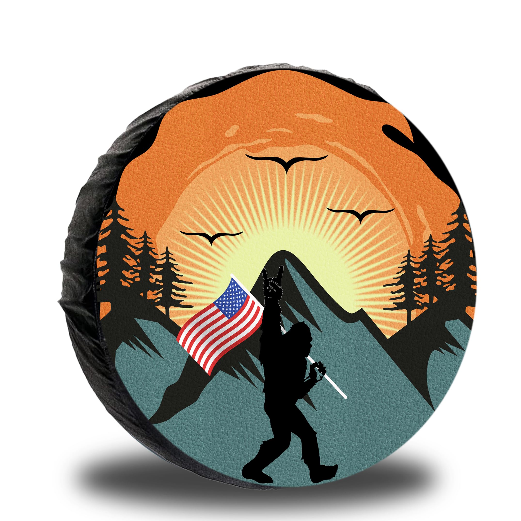 Photo 1 of Jusen Spare Tire Cover for RV Trailer,Waterproof Leather American Flag Spare Tire Cover Protectors,Fit for Jeep Wrangler RV,SUV,Truck Travel Trailer Tires 14" 15" 16" 17"