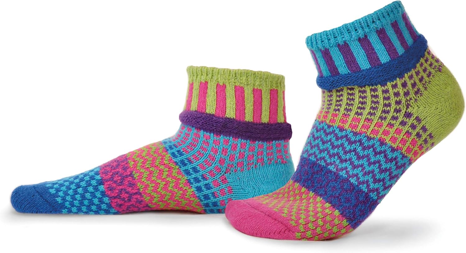 Solmate Socks, Mismatched Quarter Length Socks, USA Made with Recycled