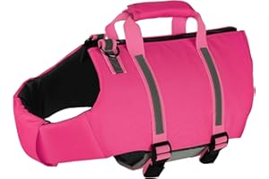 Petglad Dog Life Jacket, Dog Life Vest with Rescue Handle and Zipper for Small Medium Large Dogs, Adjustable High Visibility Flotation Pet Floation Swim Vest for Swimming Boating - Pink, L