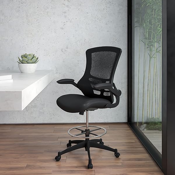 Amazon Com Modway Mo Eei 1423 Red Reception Desk Flip Up Arm Drafting Chair In Red Office Products