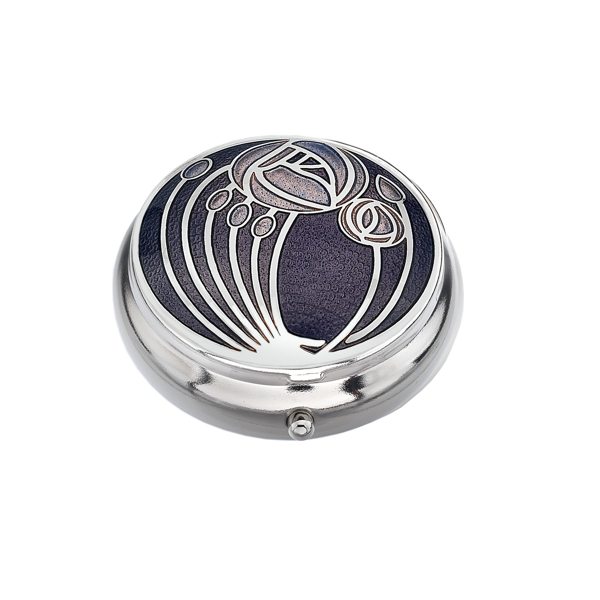 Sea Gems presented by Celtic Glass Designs Pill Box in a Mackintosh Two Roses Design. (Purple)