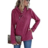 Romanstii Quarter Zip Sweatshirt for Women Fall Long Sleeve Cowl Neck Top 2025 Fashion Pullover with Pockets