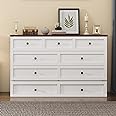MERITLINE Solid Pine Queen Murphy Bed with Storage Drawer and Charging Station,Wood Folding White Murphy Chest Bed Cabinet for Adults