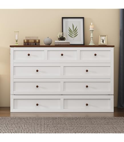 Amazon.com: Queen Size Solid Pine Murphy Bed Chest with Charging