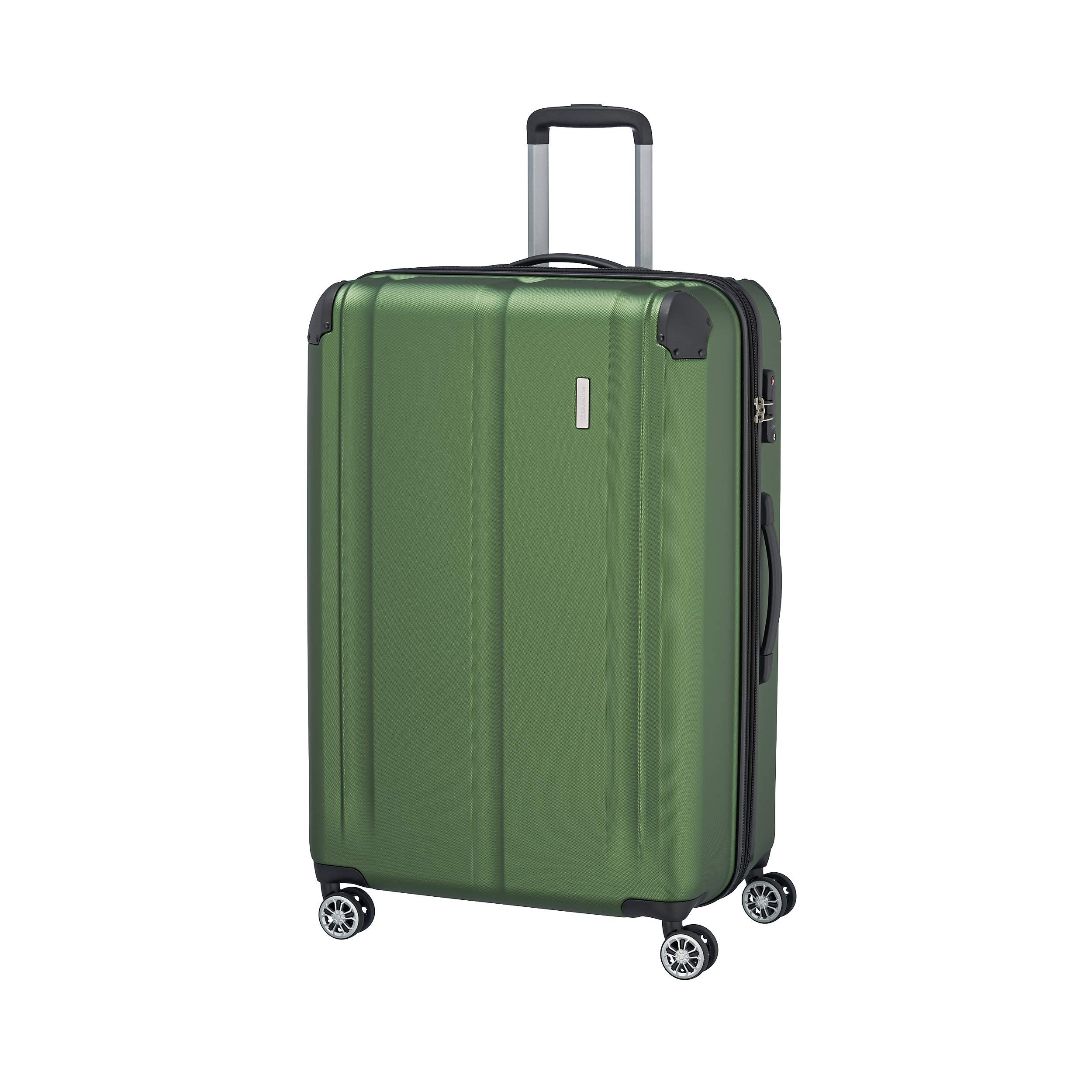travelite hard shell suitcase large, expandable, 4 wheels, CITY, trolley with scratch-resistant surface, TSA lock, expansion fold, 77 cm, 113 - 124 l