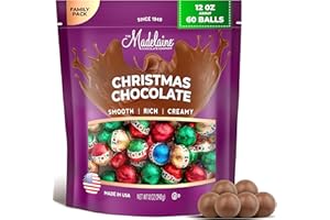 THE MADELAINE CHOCOLATE COMPANY Madelaine Milk Chocolate Christmas Ornament Balls – Individually Wrapped Holiday Chocolates for Kids – Christmas Candy Stocking Stuffers & Holiday Gift Basket Treats – 12 Oz Bag (Approx. 60 Pieces)