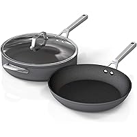 Ninja C33000 Foodi NeverStick Premium Hard-Anodized 3-Piece Cookware Set 12-Inch Fry 5-Quart Sauté Pan with Glass Lid…