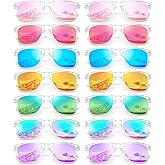 Pibupibu 14 Pack Wholesale Neon Sunglasses Bulk, Retro 80s Mirrored Lens Adult Sunglasses Party Favors