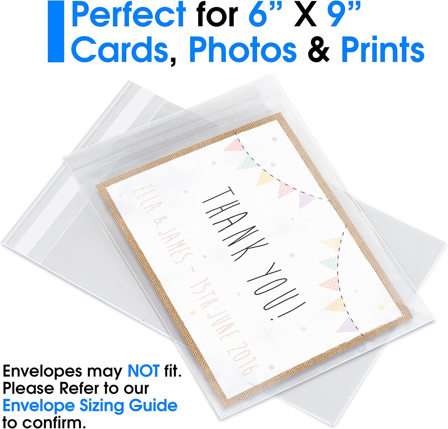 Pack It Chic - 6” X 9” (1000 Pack) Clear Resealable Cellophane Cello Bags - Fits 6X9 Prints, Photos, A7 A8 A9 Cards & Envelopes - Self Seal (More Sizes Available): Arts, Crafts & Sewing