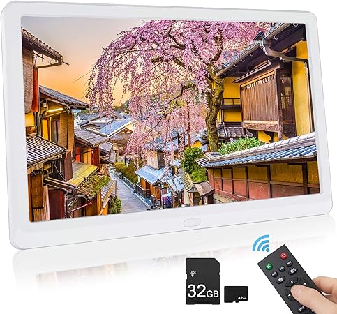 Amazon Kenuo デジタルフォトフレーム 10インチ 19 1080高解像度 フルhd Ips広視野角 32gbカード付きips広視野角 液晶 Usbメモリー 写真 動画 音楽再生 時計 カレンダー アラーム機能 リモコン付き プレゼント 日本語取扱説明書 ホワイト デジタルフォトフレーム
