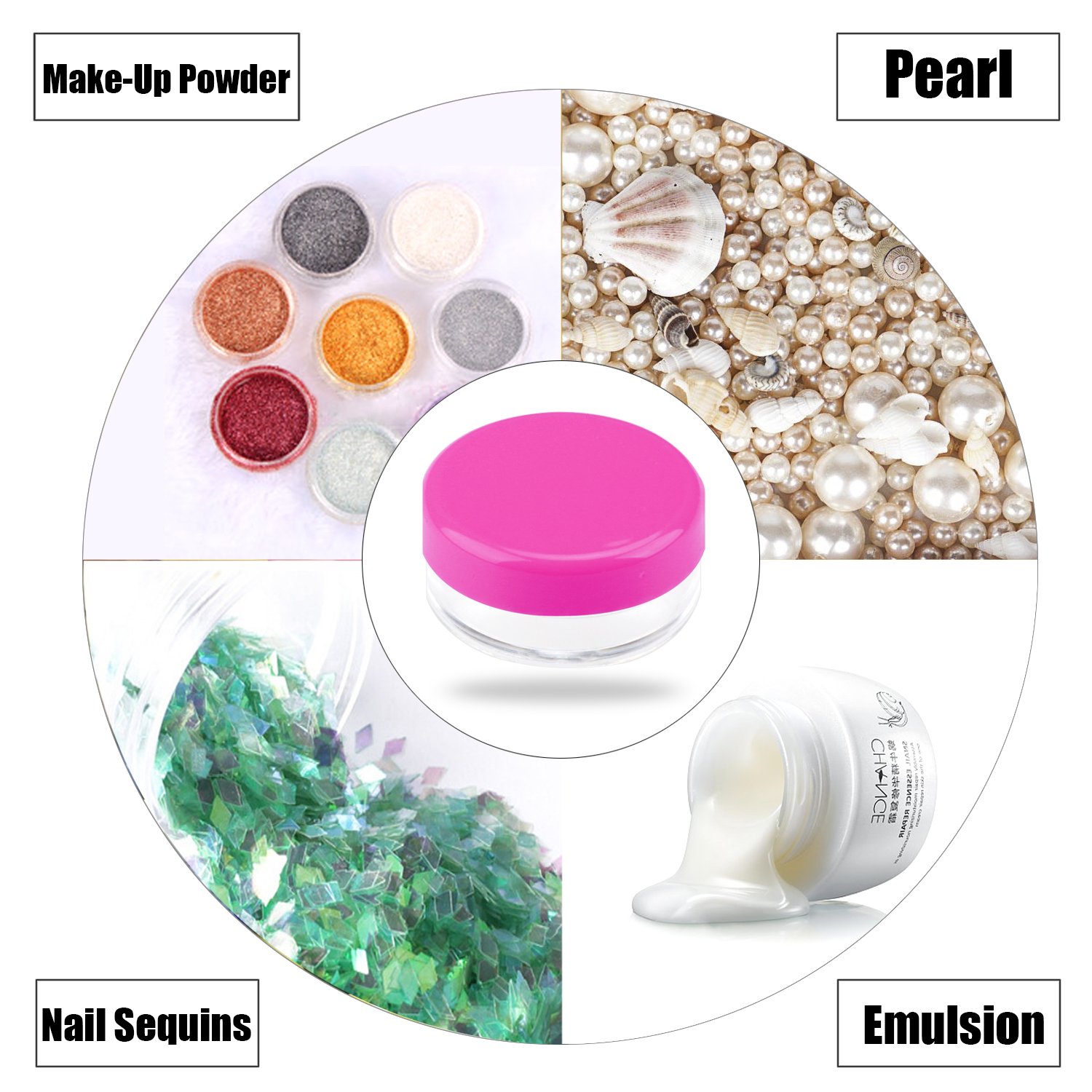 SumDirect 100Pcs 5G/5ML Empty Clear Plastic Cosmetic Containers with Hotpink Lids, Sample Jars, Makeup Sample Containers for Cream Lotion with a Snoop: Beauty