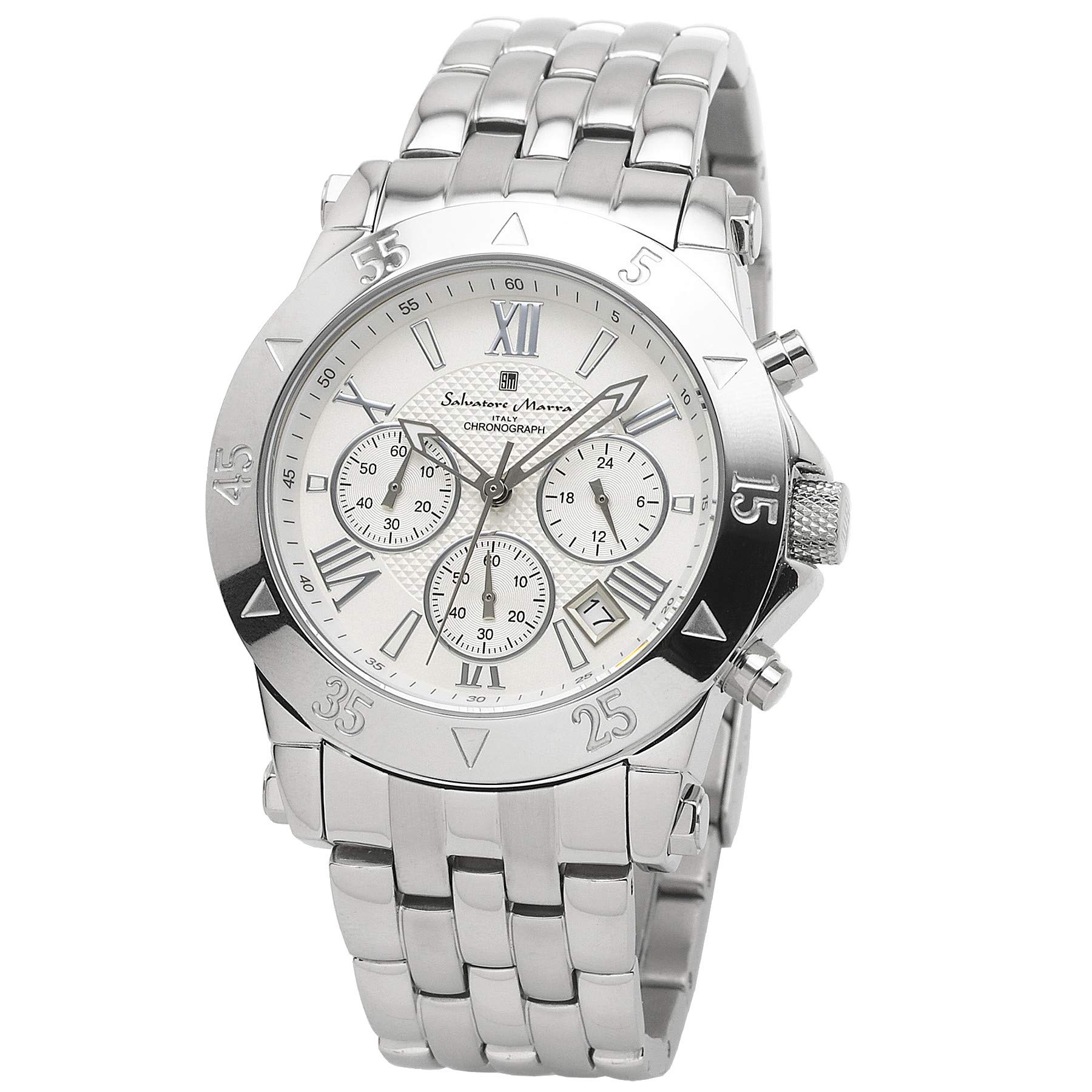 Salvatore Marra Men's Watch, Analog, Quartz, Business, Waterproof, Silver x White (limited distribution model), Bracelet Type