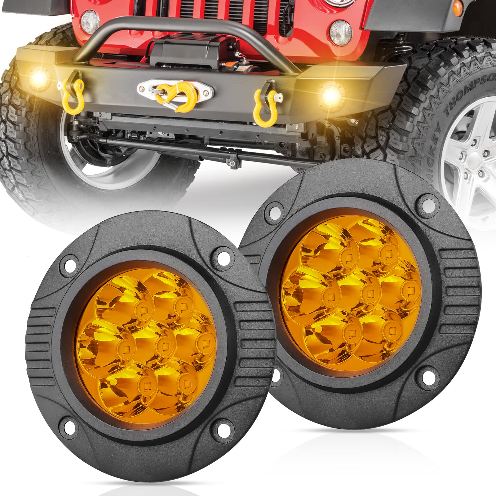 OFFROADTOWN Round Flush Mount LED Pods 2PCS 5Inch