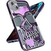 Lotadilo for iPhone 15 Case Skull, Unique Designer Cool Funny Gothic Plated Skeleton Shockproof for iPhone 15 Phone Cases for Men Women Girls Boys, Purple
