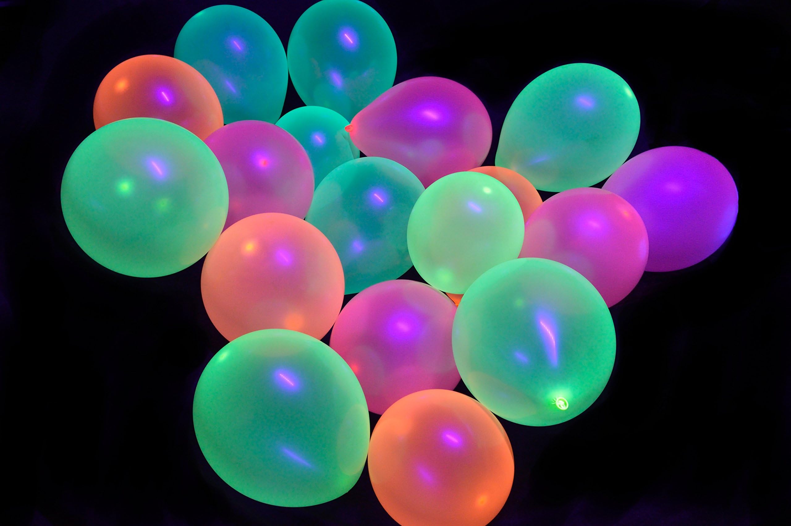 Midnight Glo UV Blacklight Reactive Balloons (50 Pack) Fluorescent Neon Semi Transparent Party Decoration